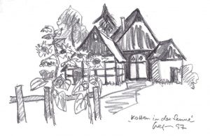 Klaus Stegmann, Der Siekkotten, Bleistiftzeichnung 1987, 17,5 x 11,5 cm, Privatbesitz