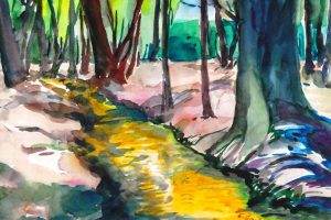 Christa Goebel, Alter Reiherbach, Aquarell 2014, 29,0 x 39,0 cm, Privatbesitz in Bielefeld-Senne