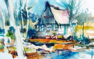 Roland Kündahl, Wassermühle Ramsbrock, Aquarell 2004, 50,0 x 76,0 cm, Besitz Museum Osthusschule